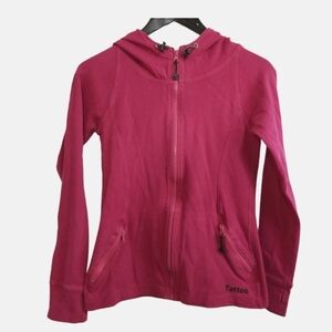 Tattoo pink zip up cotton  hoodie with thumb holes size medium